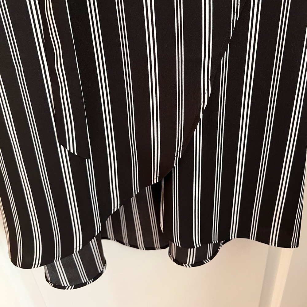 LOFT Striped Midi Black & White Wrap Dress, size S - Picture 4 of 10